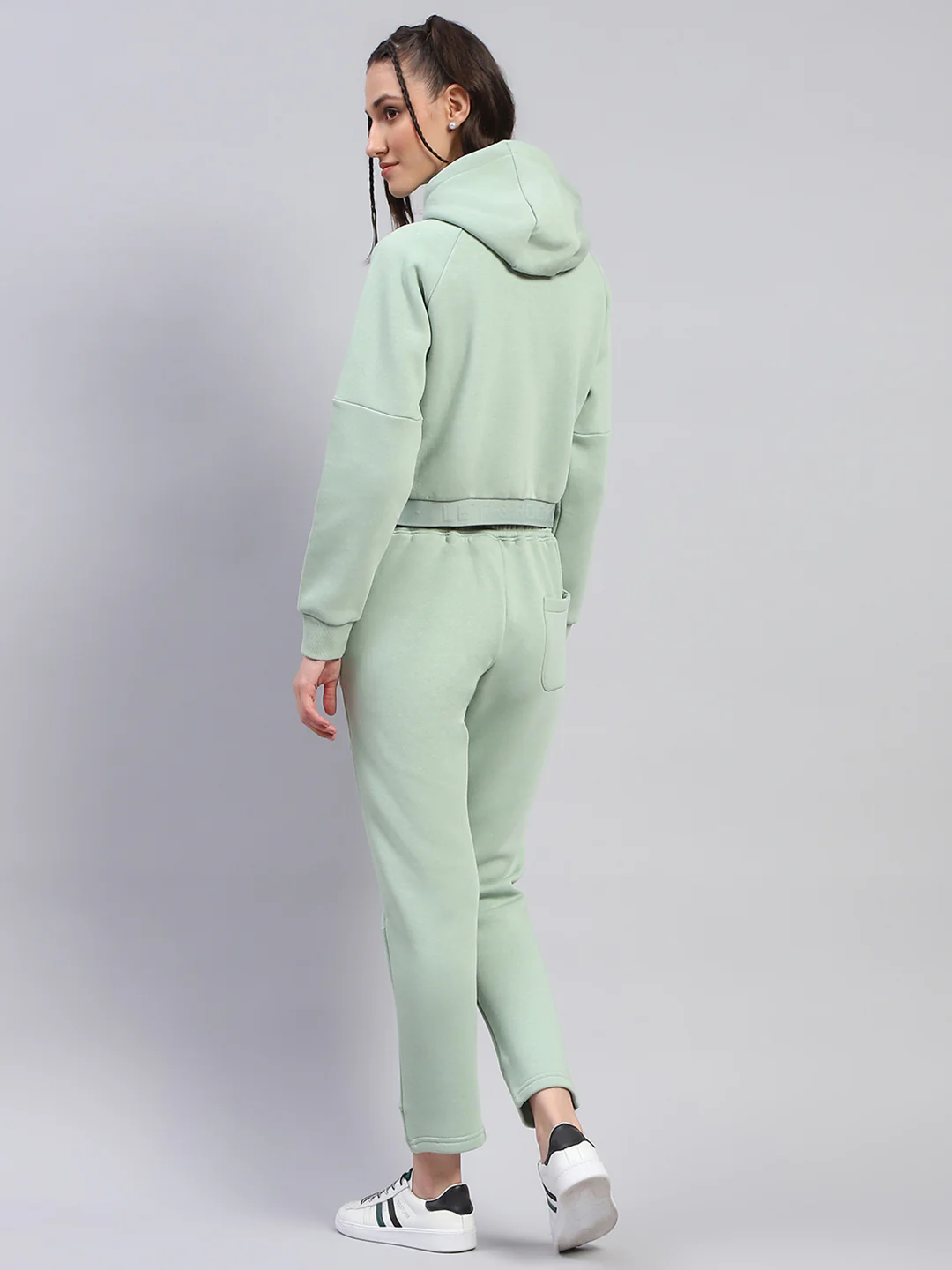 Rock.it Women Green Solid Hooded Full Sleeve Tracksuit - Image 5