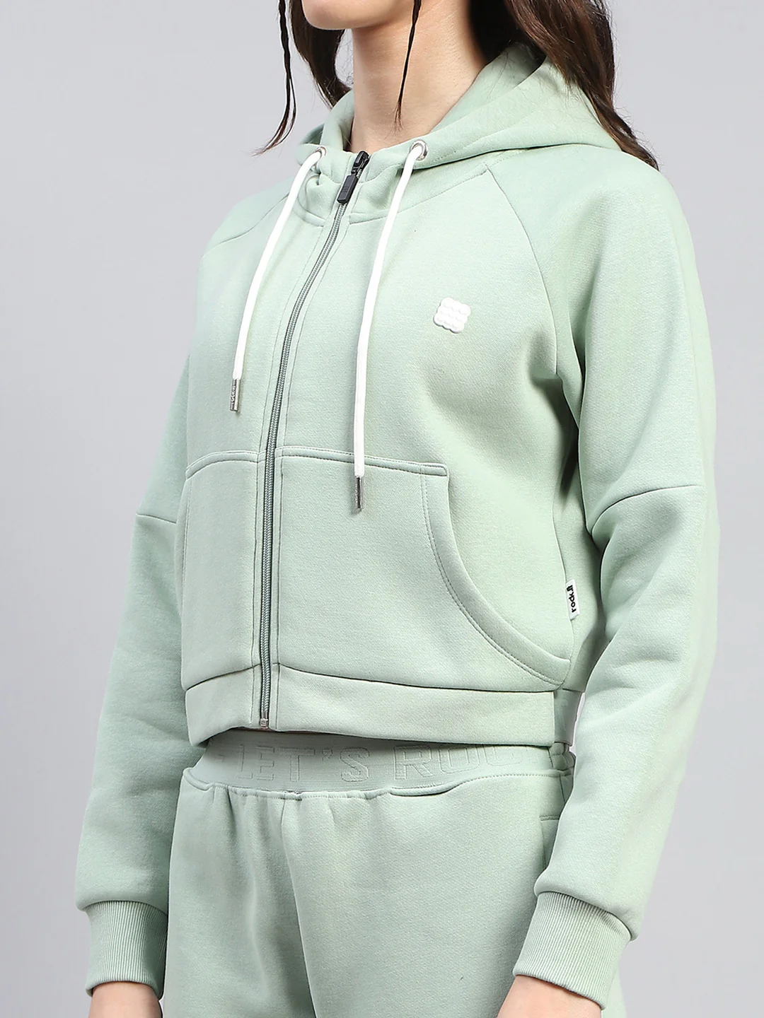 Rock.it Women Green Solid Hooded Full Sleeve Tracksuit - Image 7