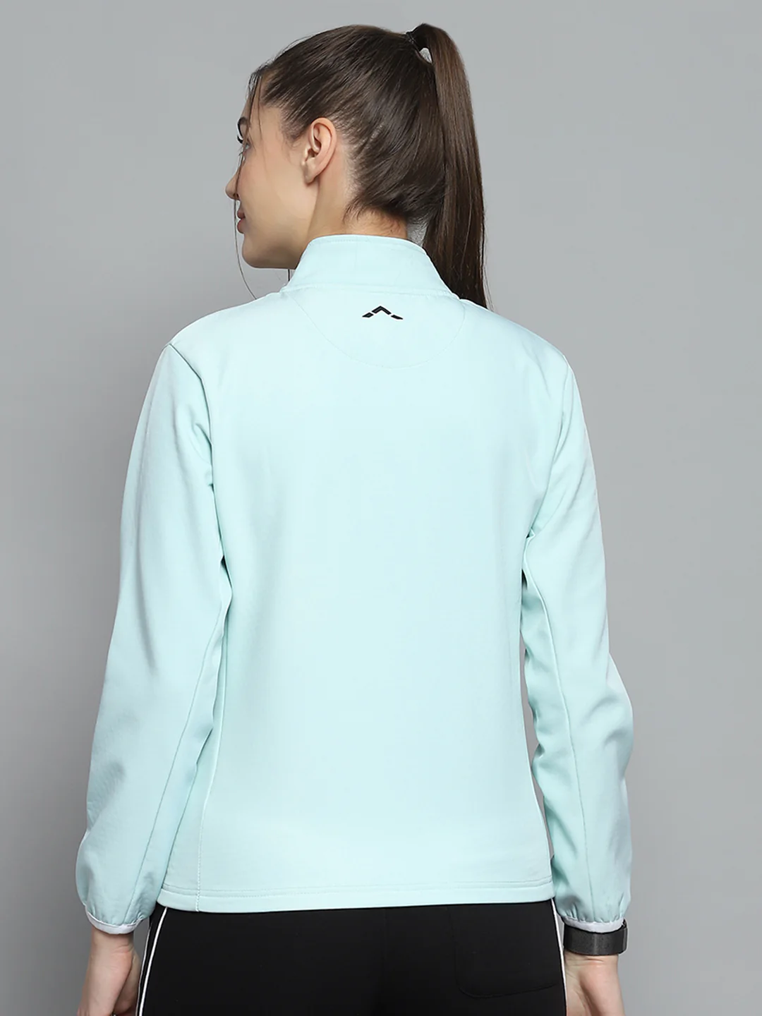 Rock.it Women Green Solid Mock Neck Full Sleeve Sweatshirt - Image 5