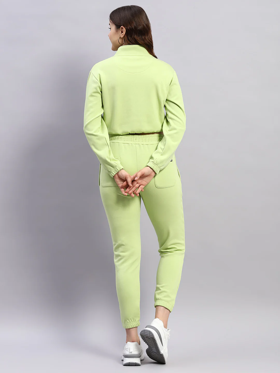 Rock.it Women Green Solid Mock Neck Full Sleeve Tracksuit - Image 5
