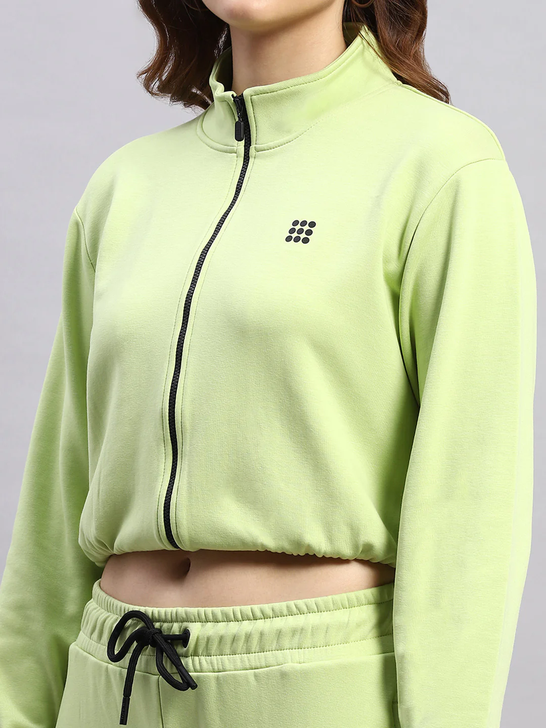 Rock.it Women Green Solid Mock Neck Full Sleeve Tracksuit - Image 7