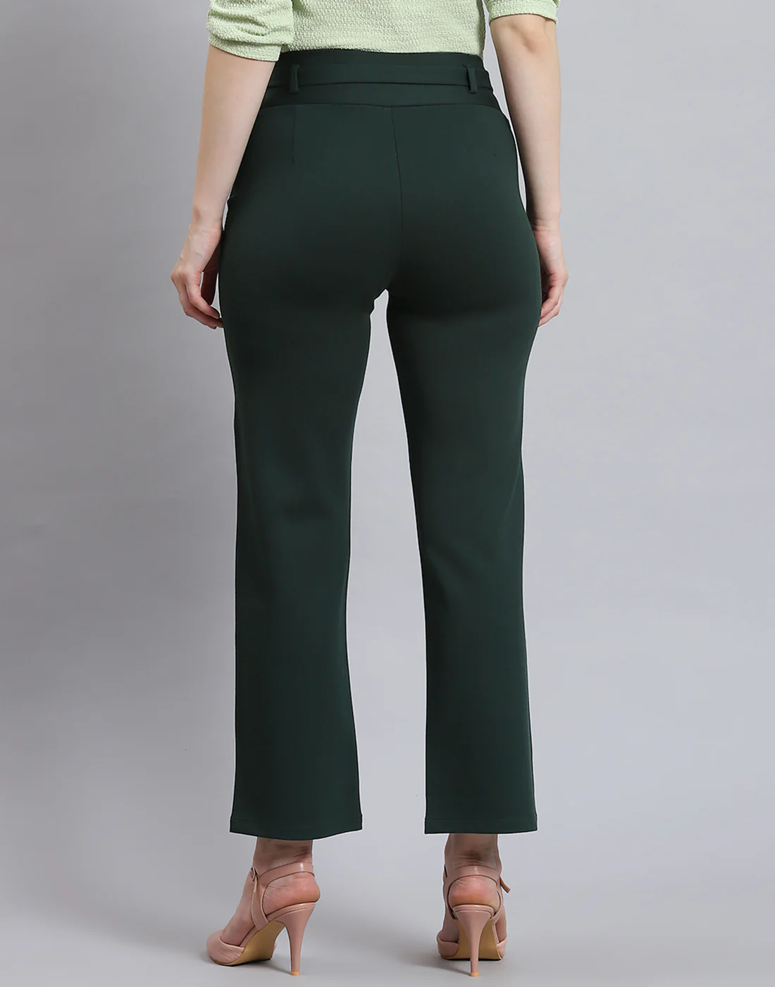 Women Green Solid Regular Fit Jegging - Image 6