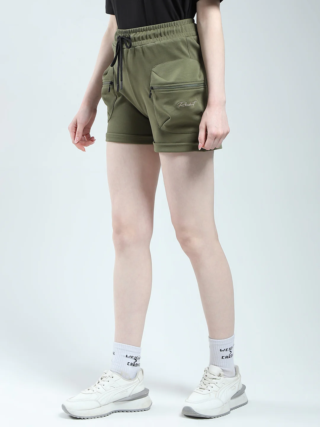 Rock.it Women Green Solid Regular Fit Shorts - Image 3