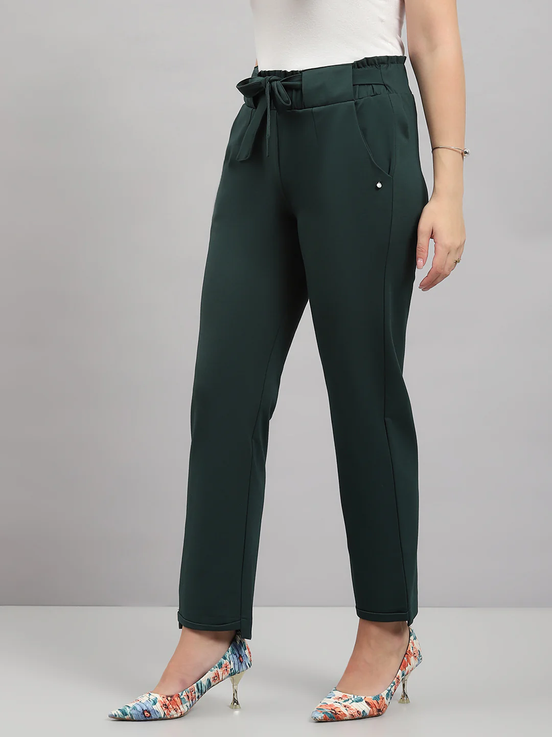 Women Green Solid Regular Fit Winter Lower - Image 3