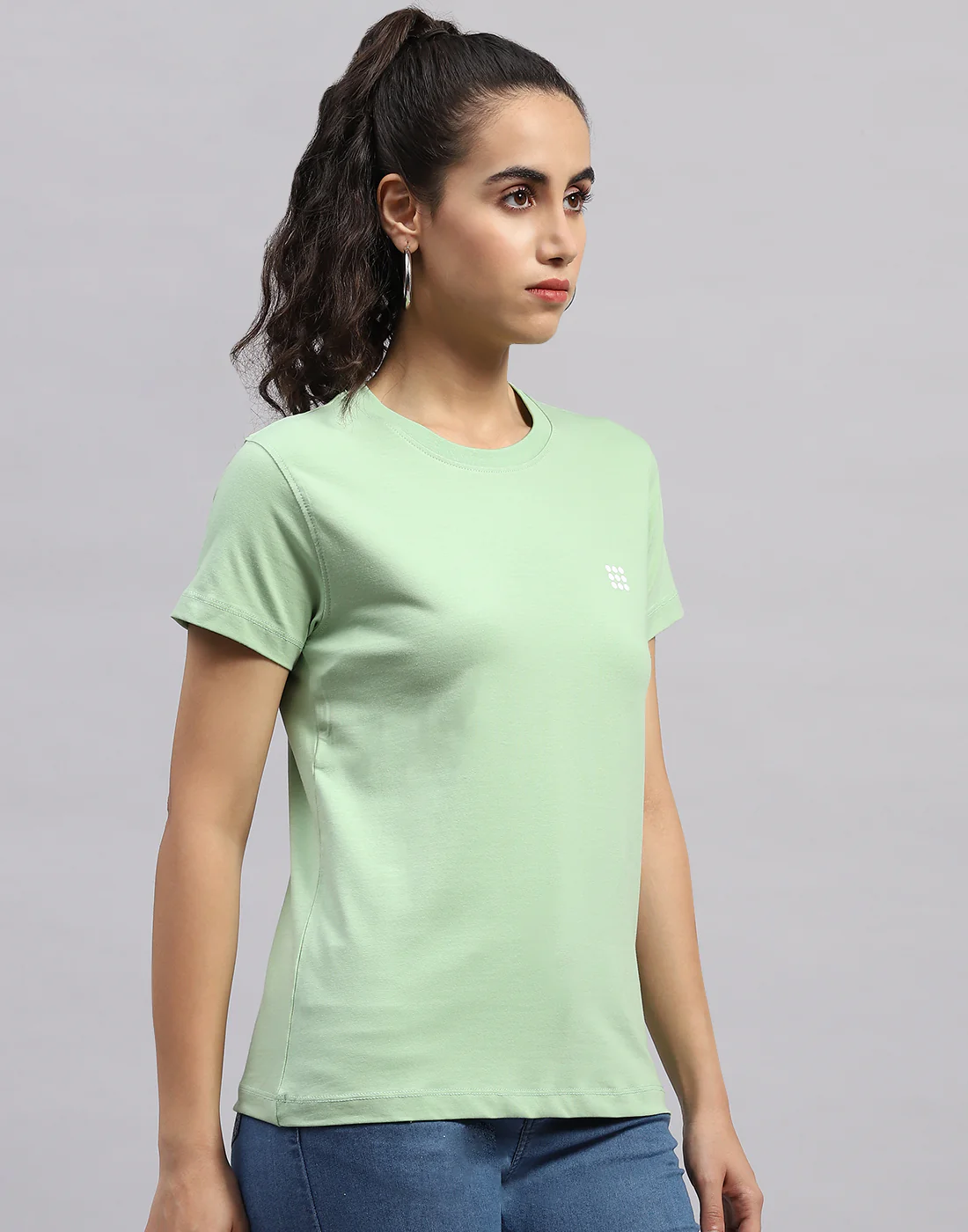 Rock.it Women Green Solid Round Neck Half Sleeve Top - Image 4