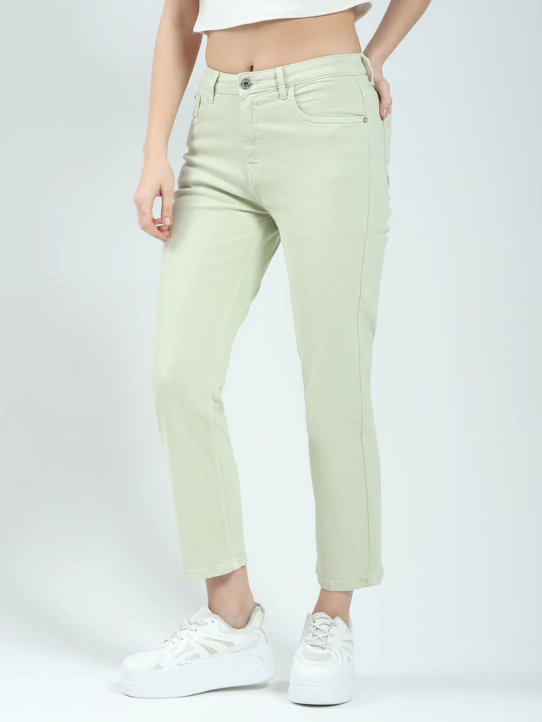 Women Green Solid Slim Fit Denim - Image 3