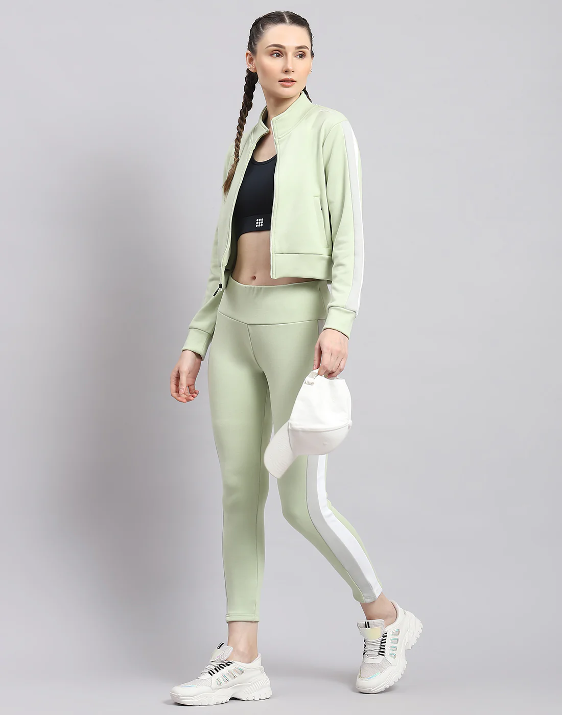 Rock.it Women Green Solid Stand Collar Full Sleeve Sweatshirt