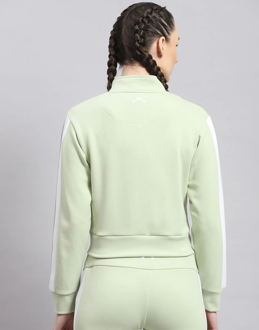 Rock.it Women Green Solid Stand Collar Full Sleeve Sweatshirt - Image 5