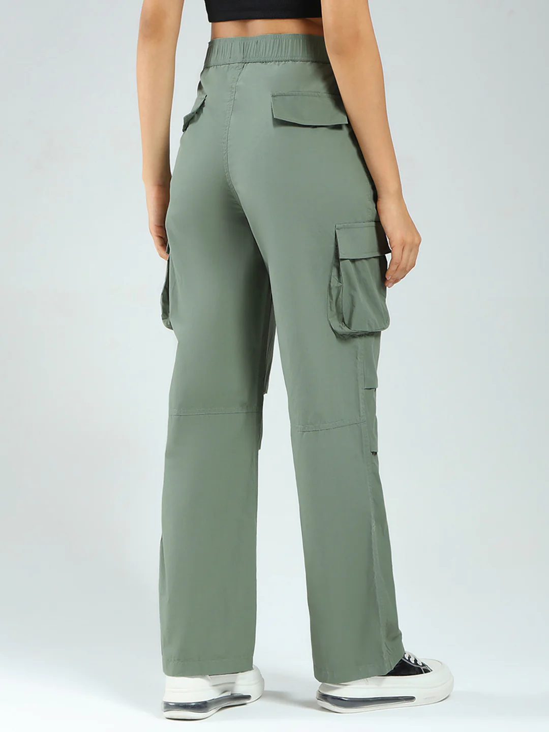 Rock.it Women Green Solid Straight Fit Cargo - Image 5