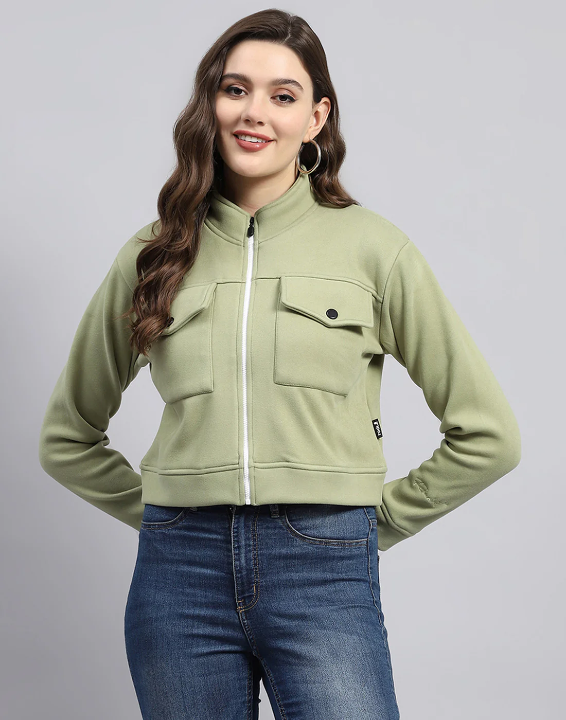 Rock.it Women Green Solid Turtle Neck Full Sleeve Sweatshirt - Image 2