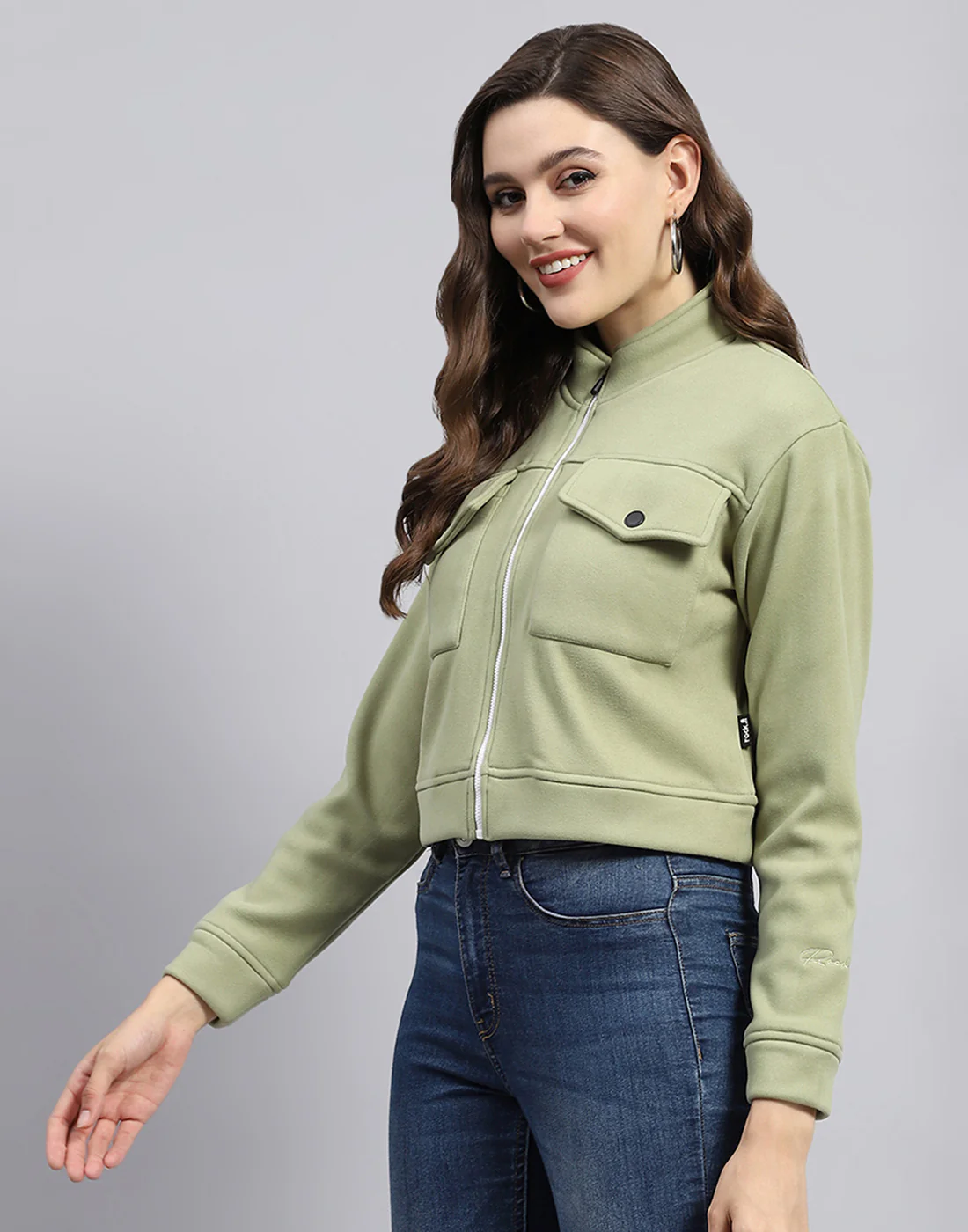 Rock.it Women Green Solid Turtle Neck Full Sleeve Sweatshirt - Image 3