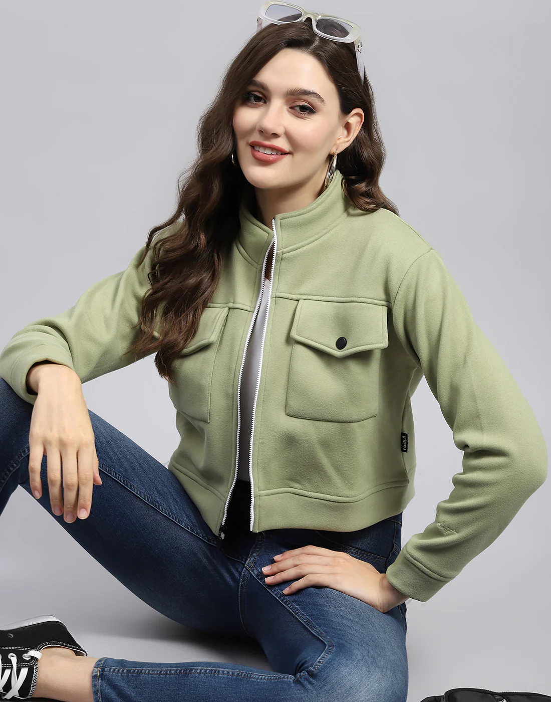 Rock.it Women Green Solid Turtle Neck Full Sleeve Sweatshirt - Image 7