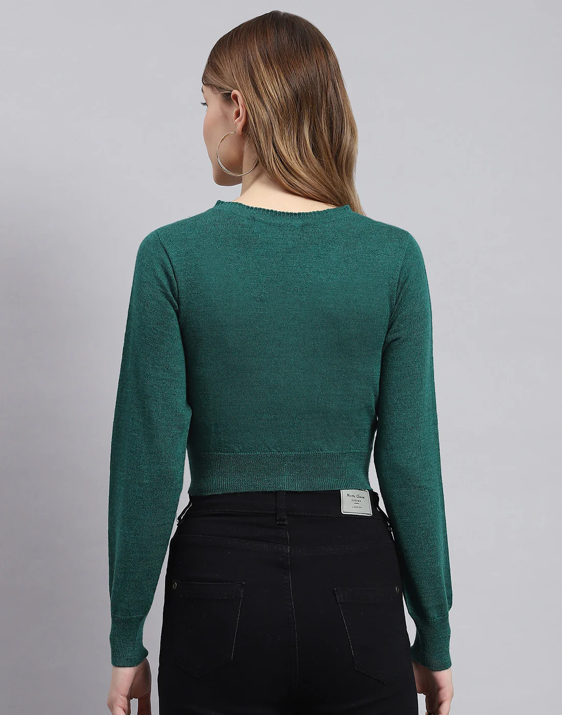 Women Green Solid V Neck Full Sleeve Blouse - Image 5