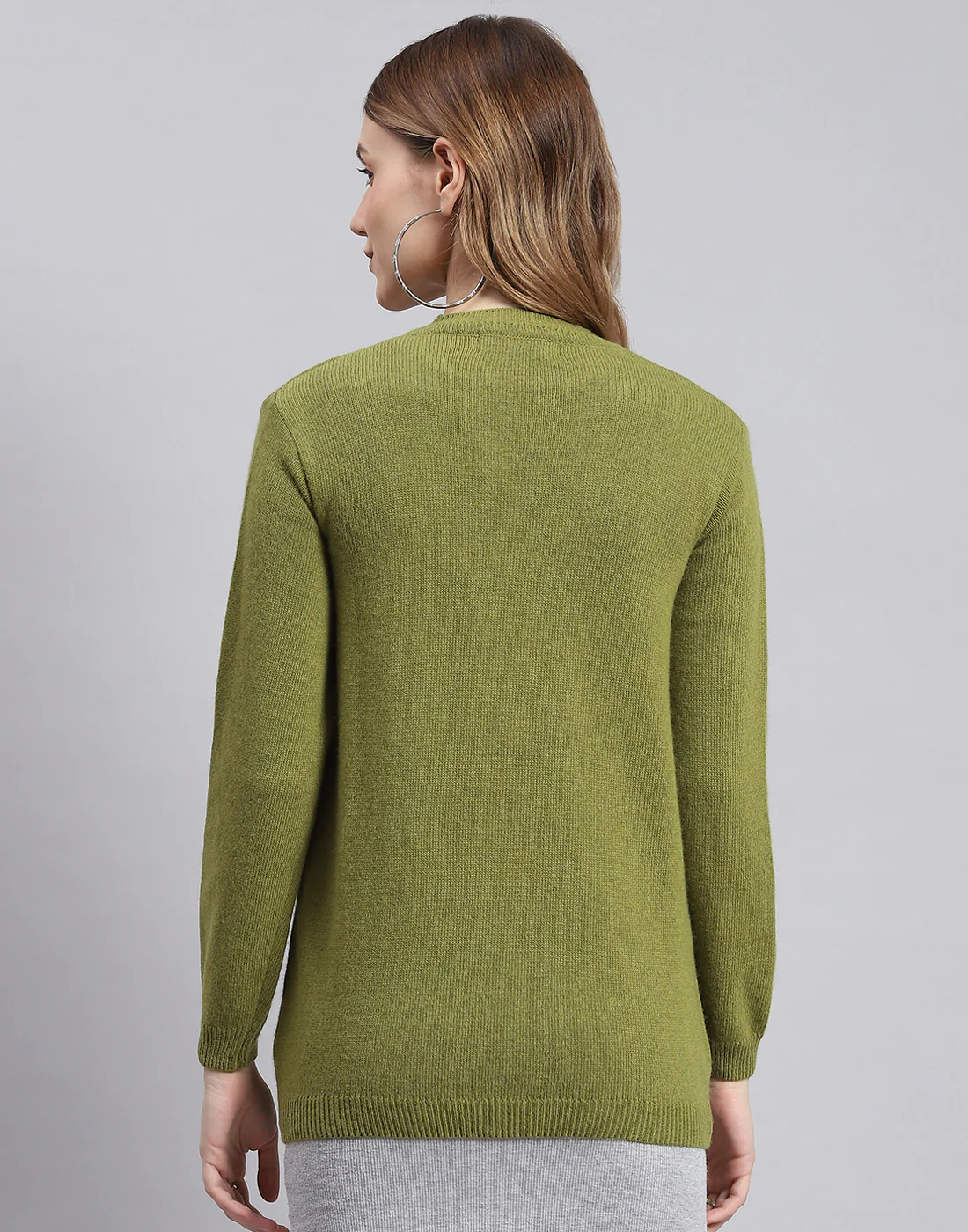 Women Green Solid V Neck Full Sleeve Cardigans - Image 5