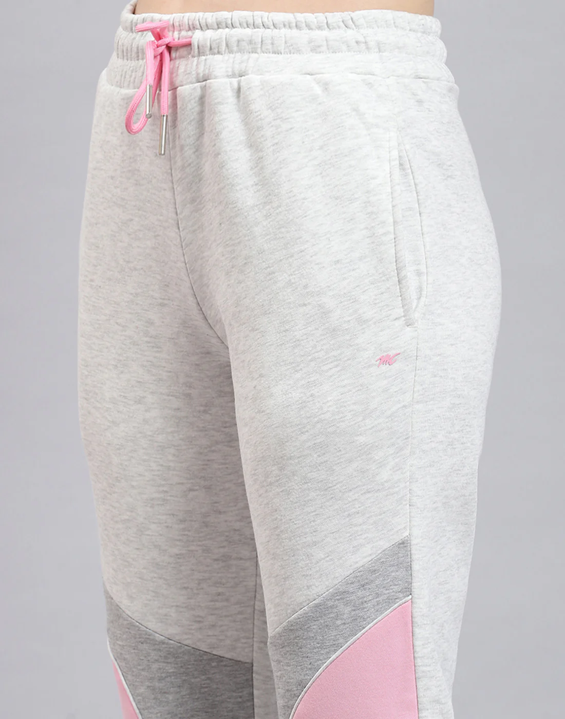 Women Grey Melange Solid Hooded Full Sleeve Tracksuit - Image 8