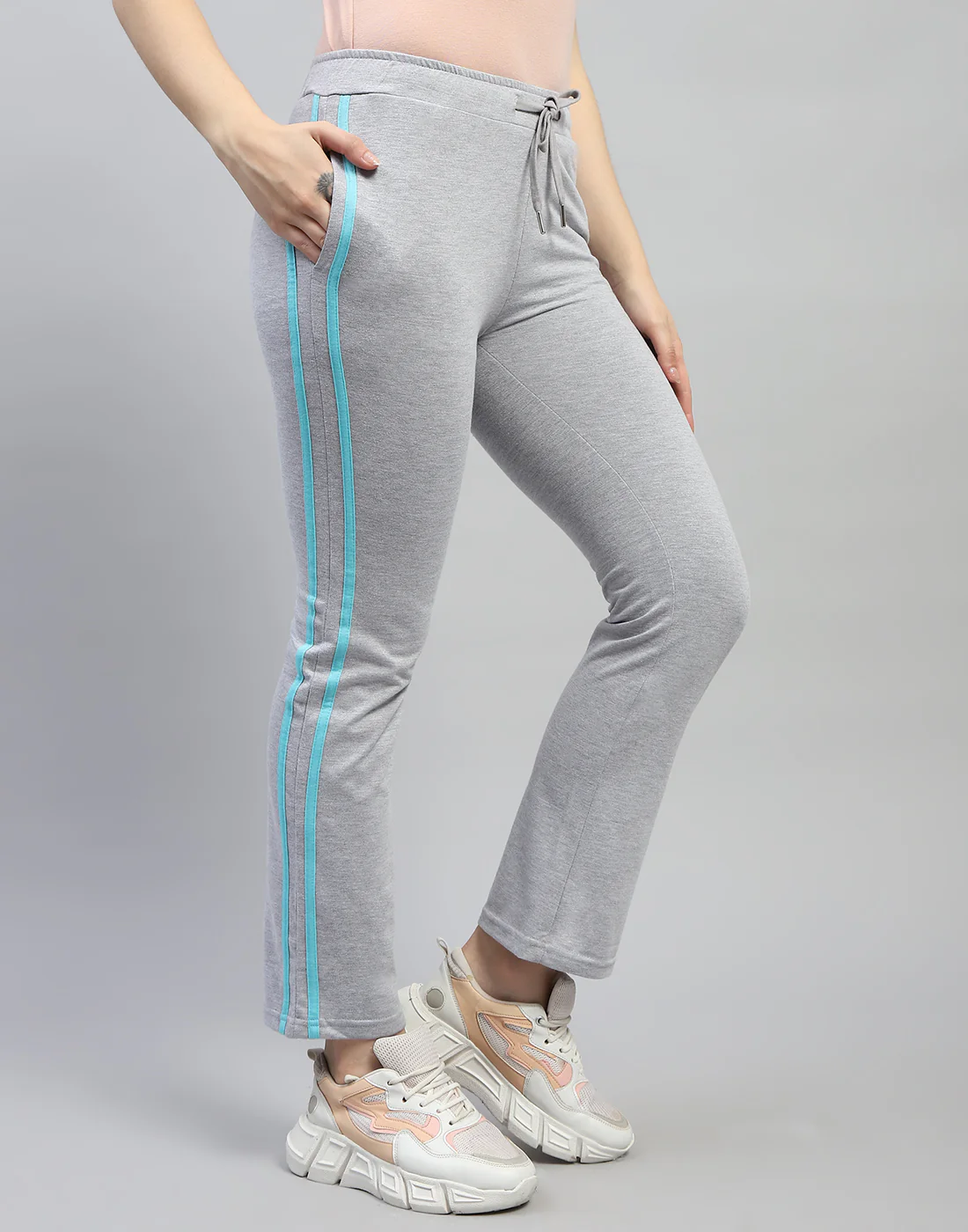 Women Grey Melange Solid Regular Fit Lower - Image 4