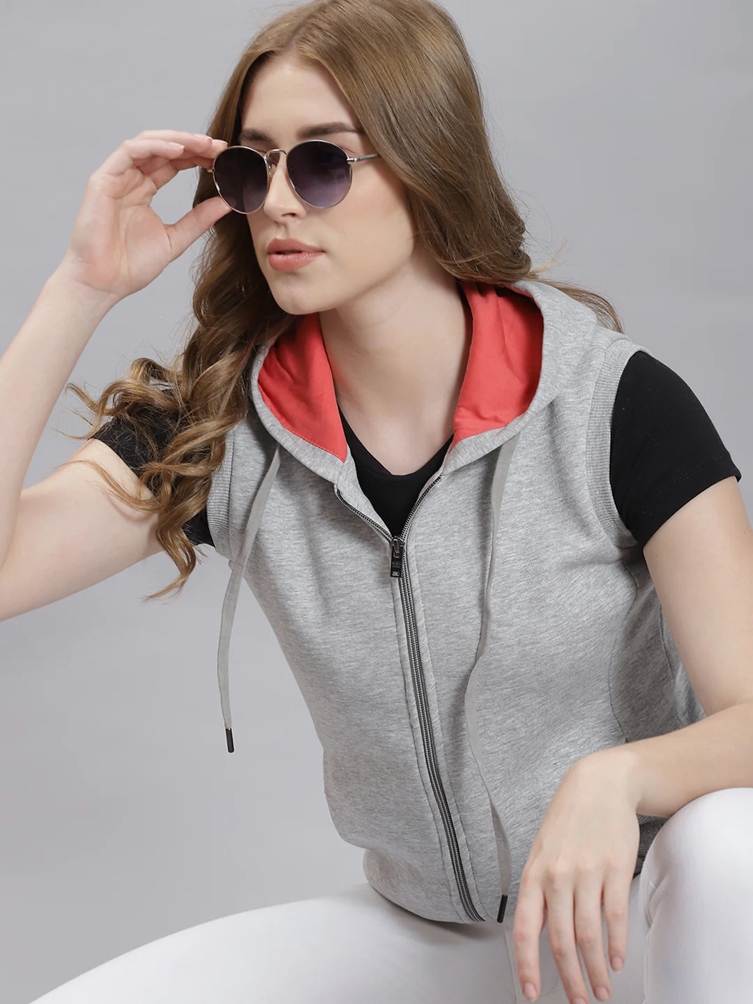 Women Grey Plain Sweatshirt - Image 2