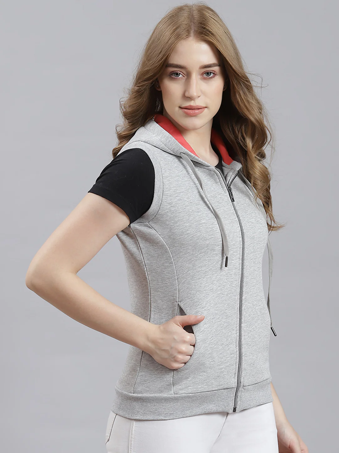 Women Grey Plain Sweatshirt - Image 3
