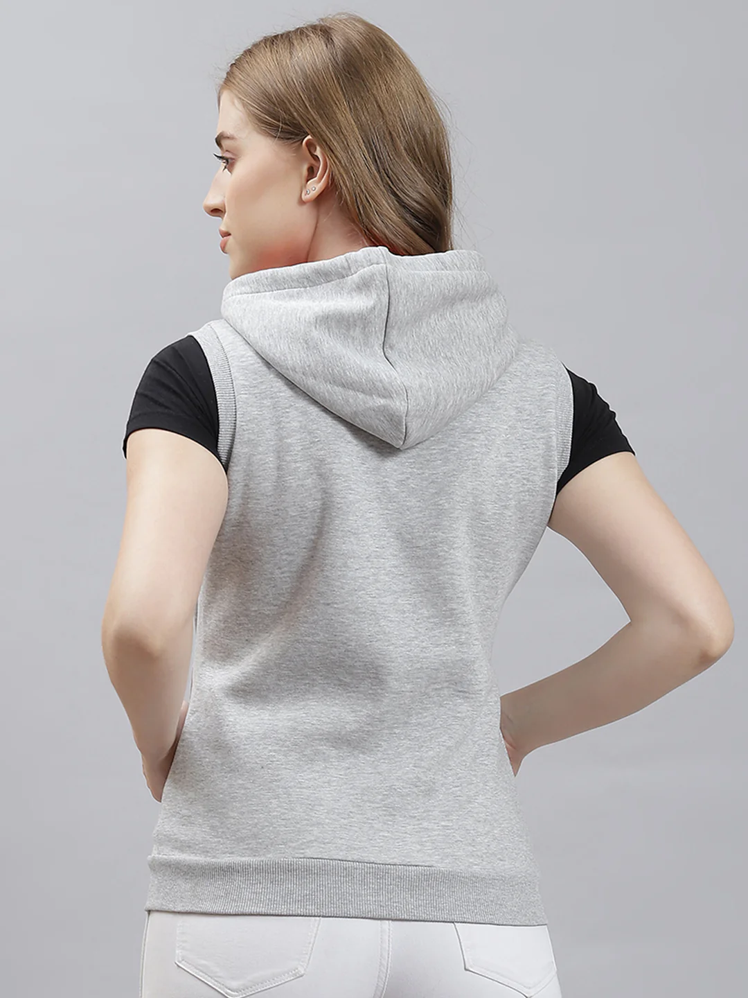 Women Grey Plain Sweatshirt - Image 5