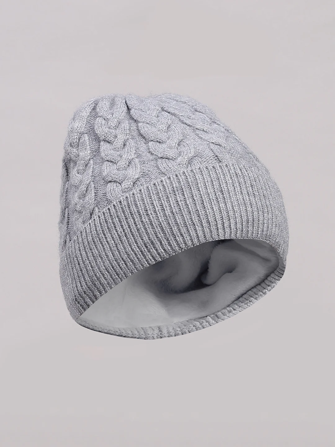 Women Grey Printed Blend Wool Cap - Image 2