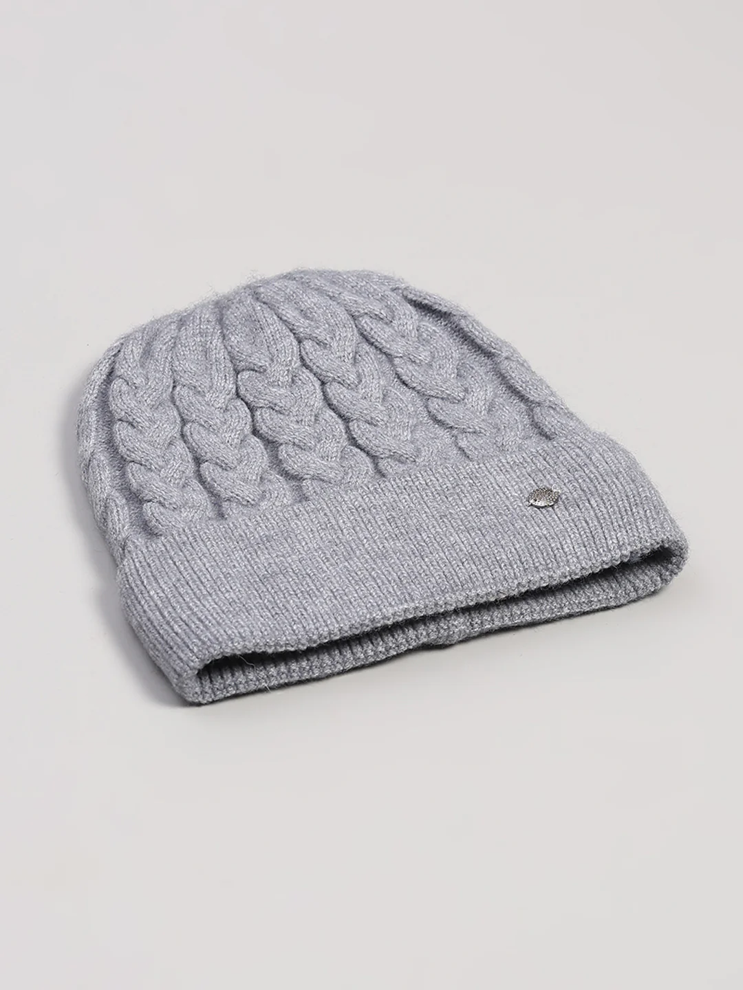 Women Grey Printed Blend Wool Cap - Image 6