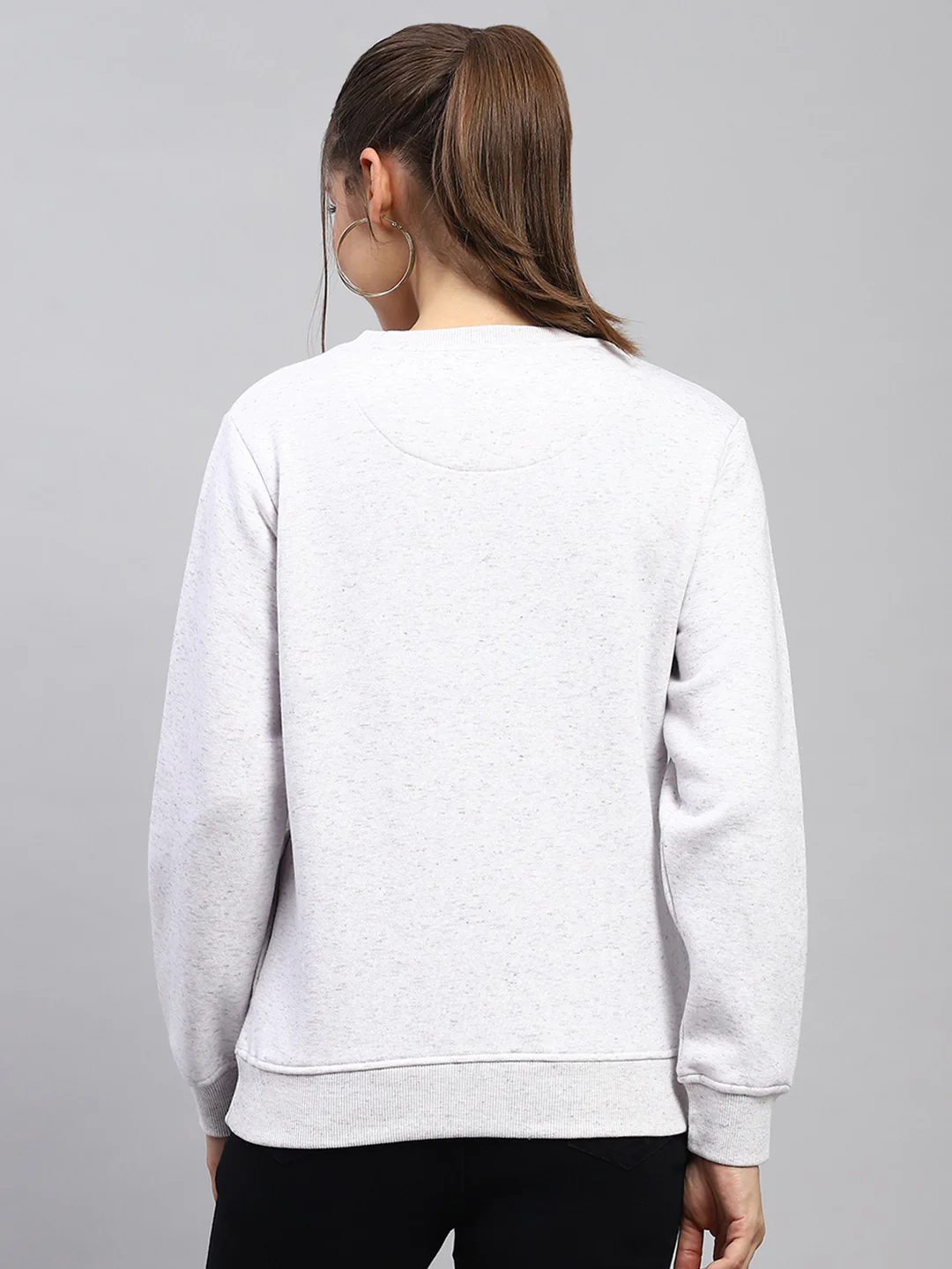 Women Grey Printed Round Neck Full Sleeve Sweatshirt - Image 5