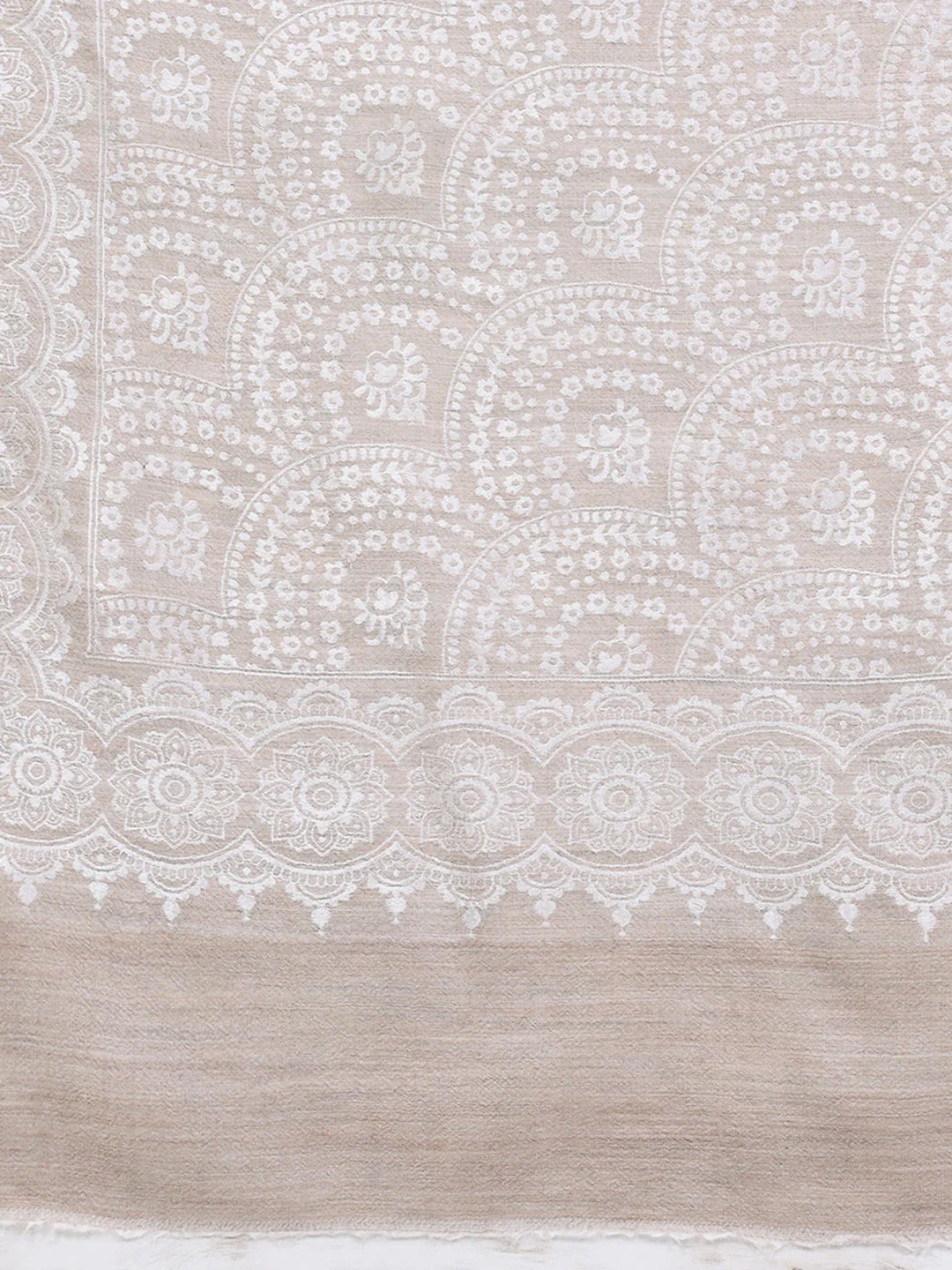 Women Grey Printed Wool Blend Shawl - Image 6