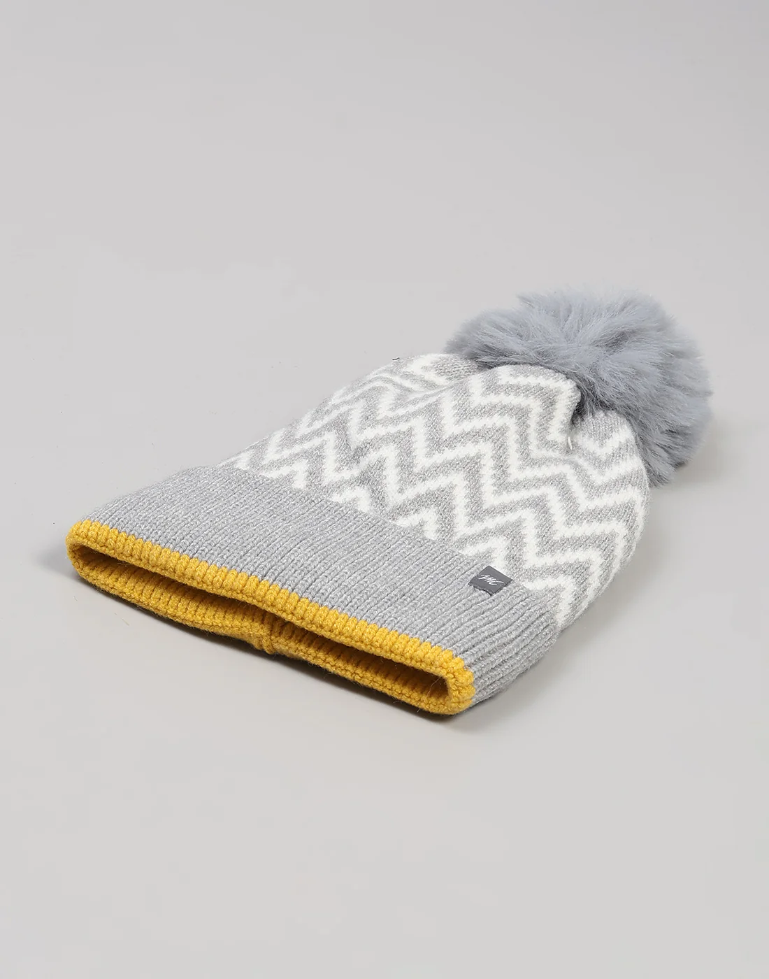 Women Grey Self Design Blend Wool Cap - Image 6
