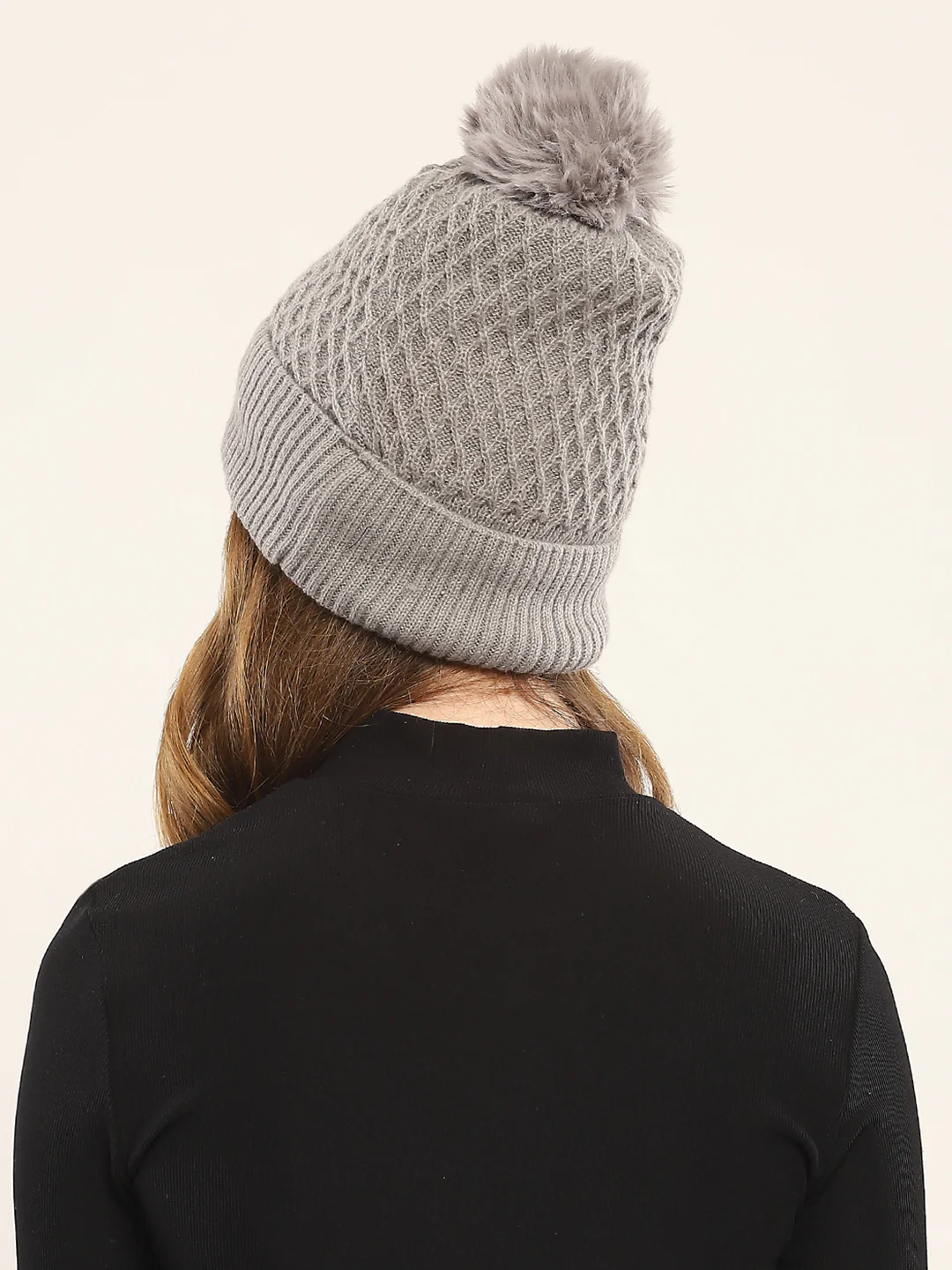 Women Grey Self Design Cap - Image 5