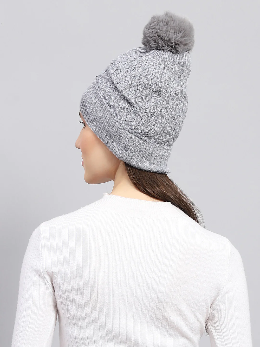 Women Grey Self Design Cap - Image 5