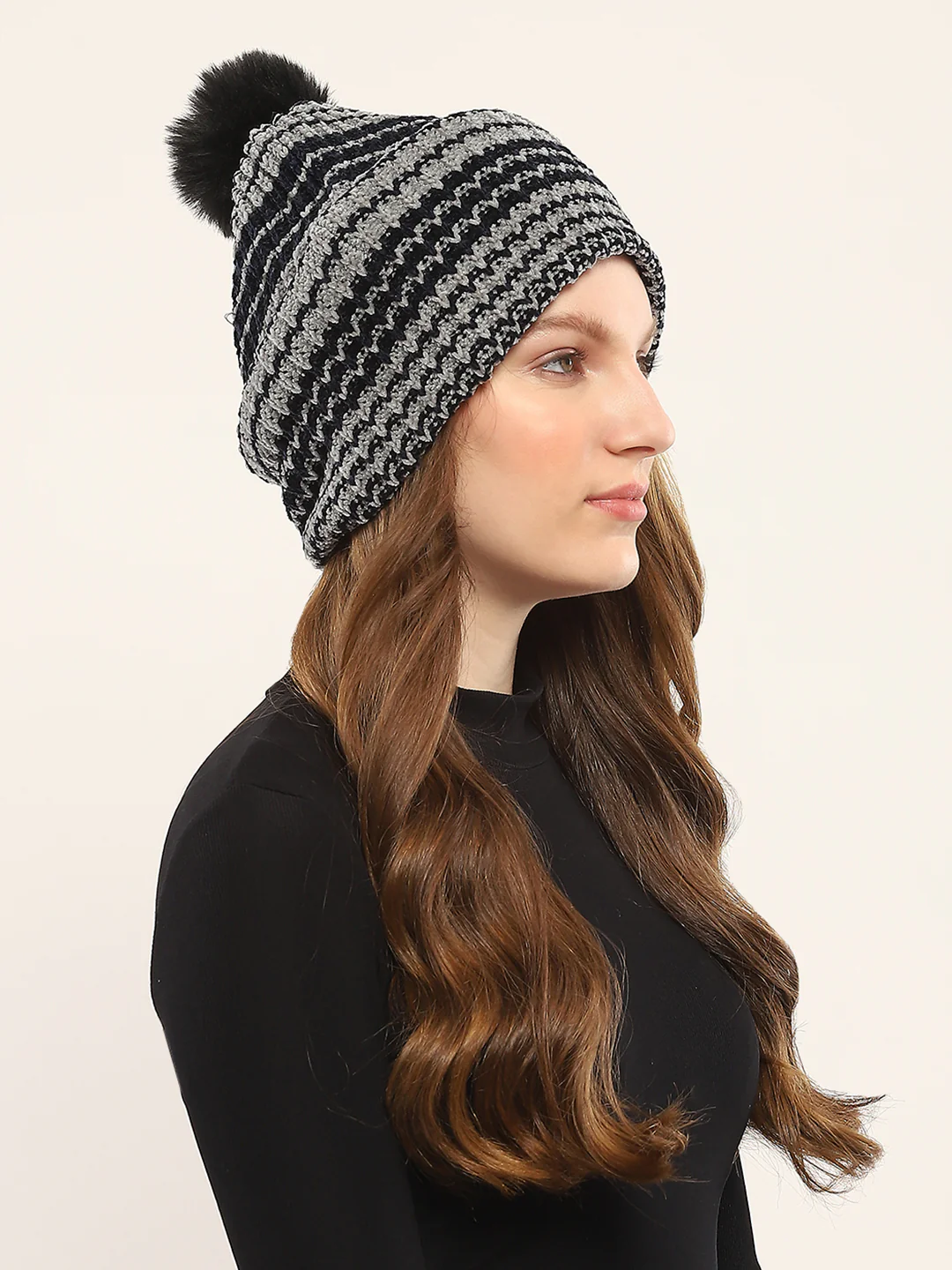 Women Grey Self Design Cap - Image 4