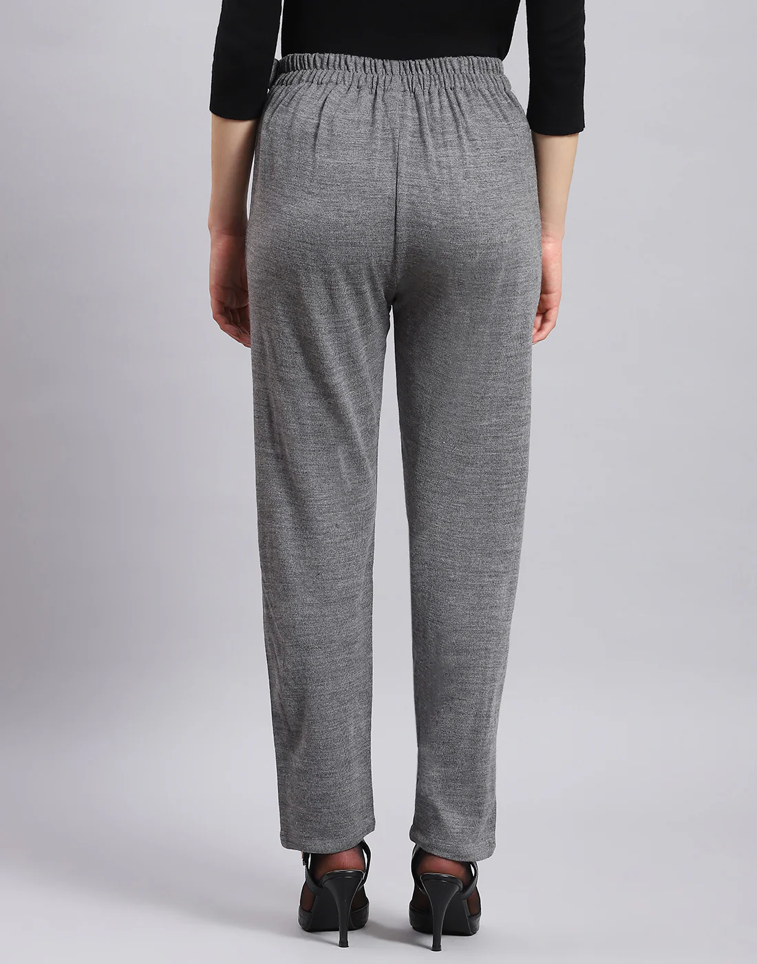 Women Grey Self Design Regular Fit Winter Lower - Image 5