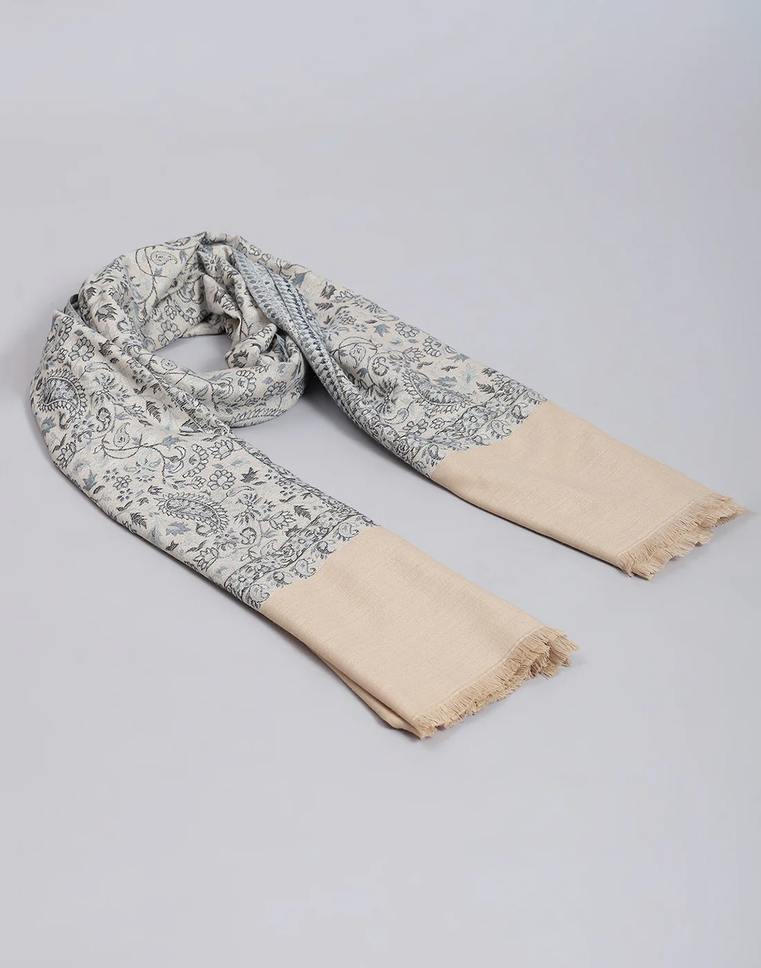 Women Grey Self Design Shawl - Image 6