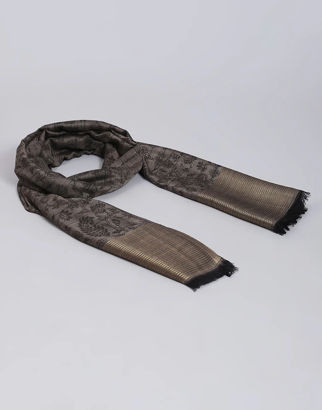 Women Grey Self Design Shawl - Image 6