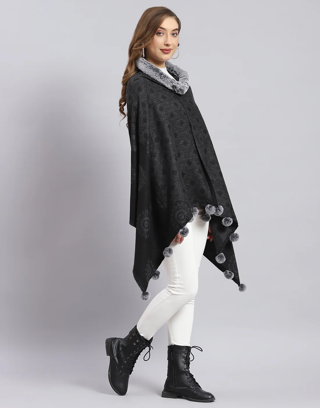 Women Grey Self Design Stole - Image 4