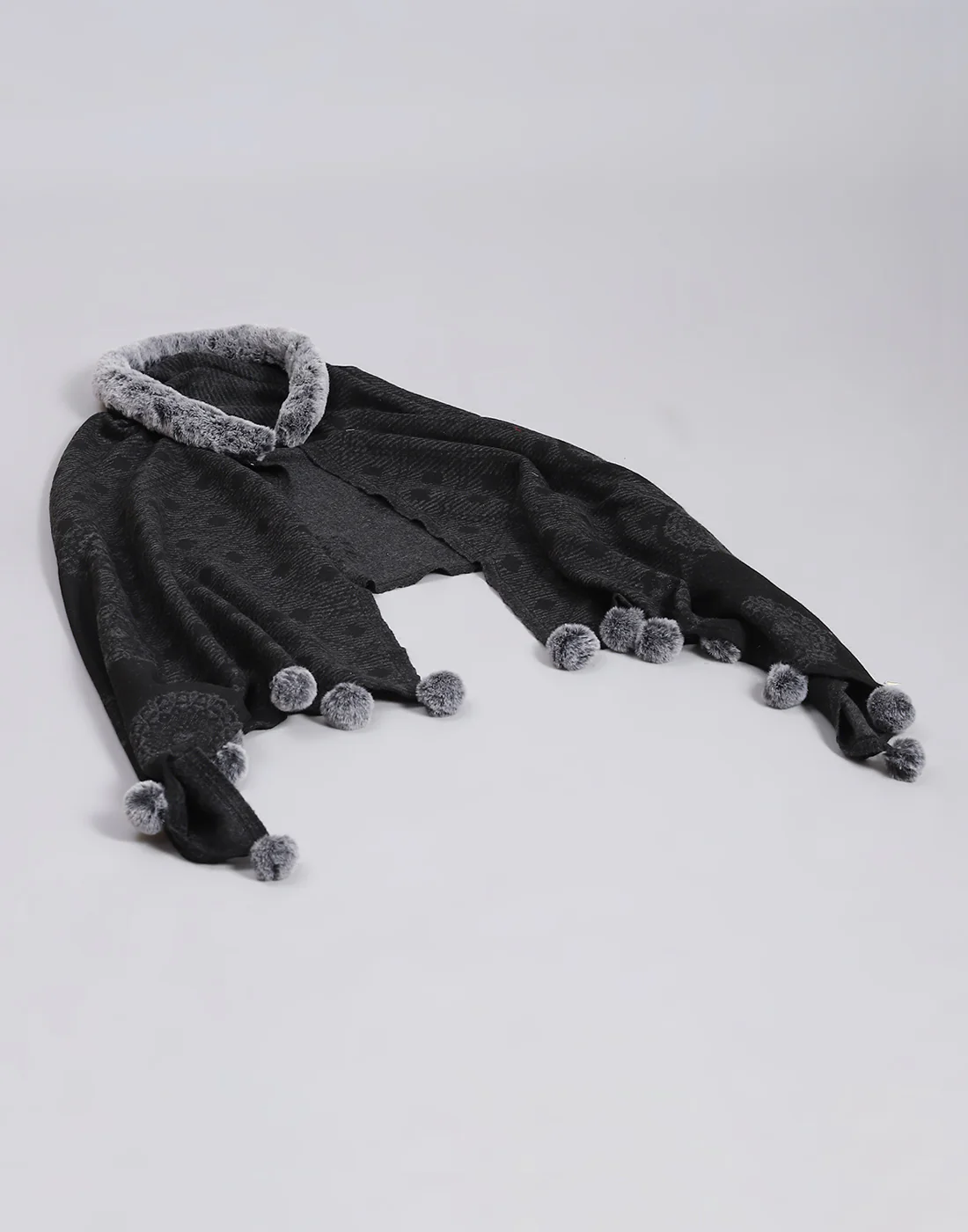 Women Grey Self Design Stole - Image 5