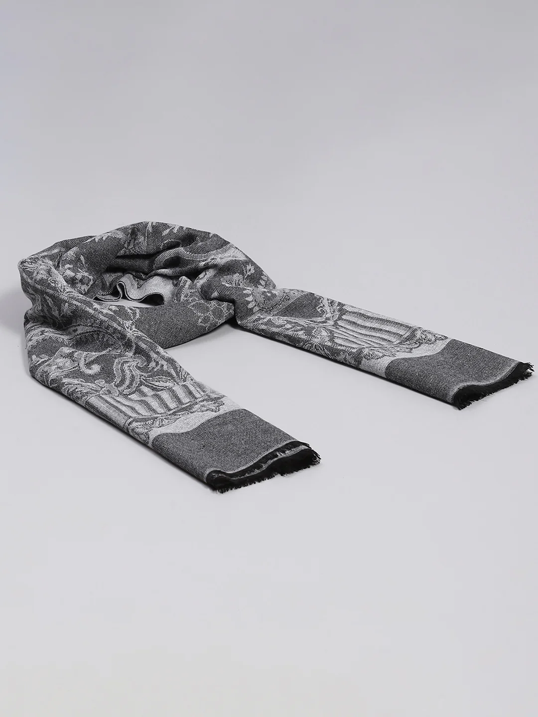 Women Grey Self Design Stole - Image 2