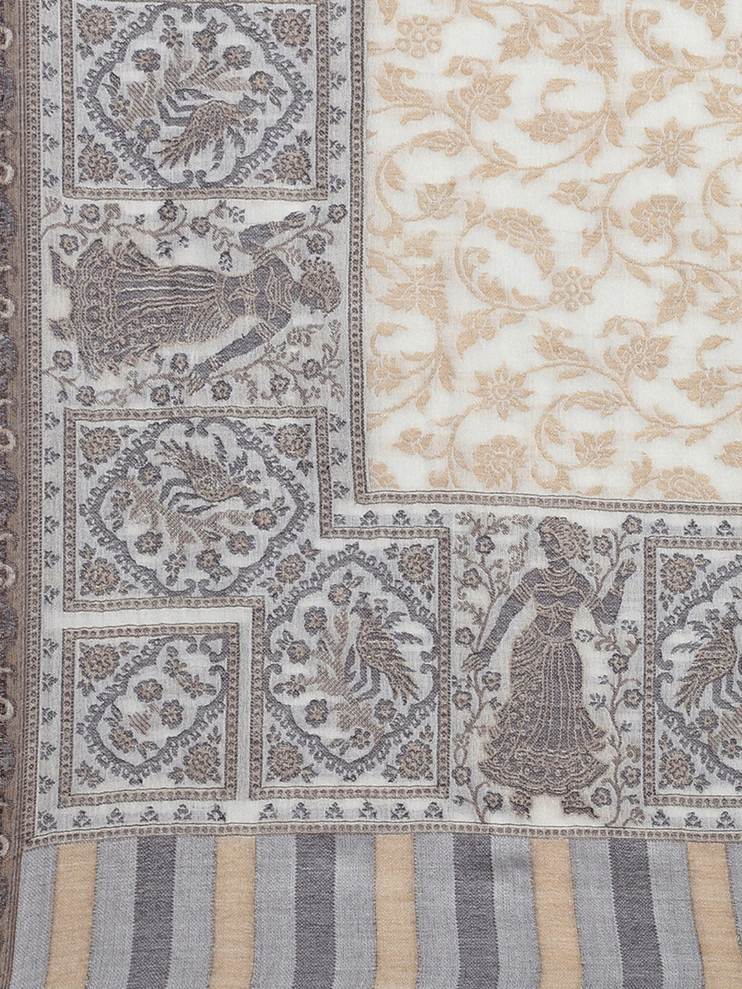 Women Grey Self Design Stole - Image 6
