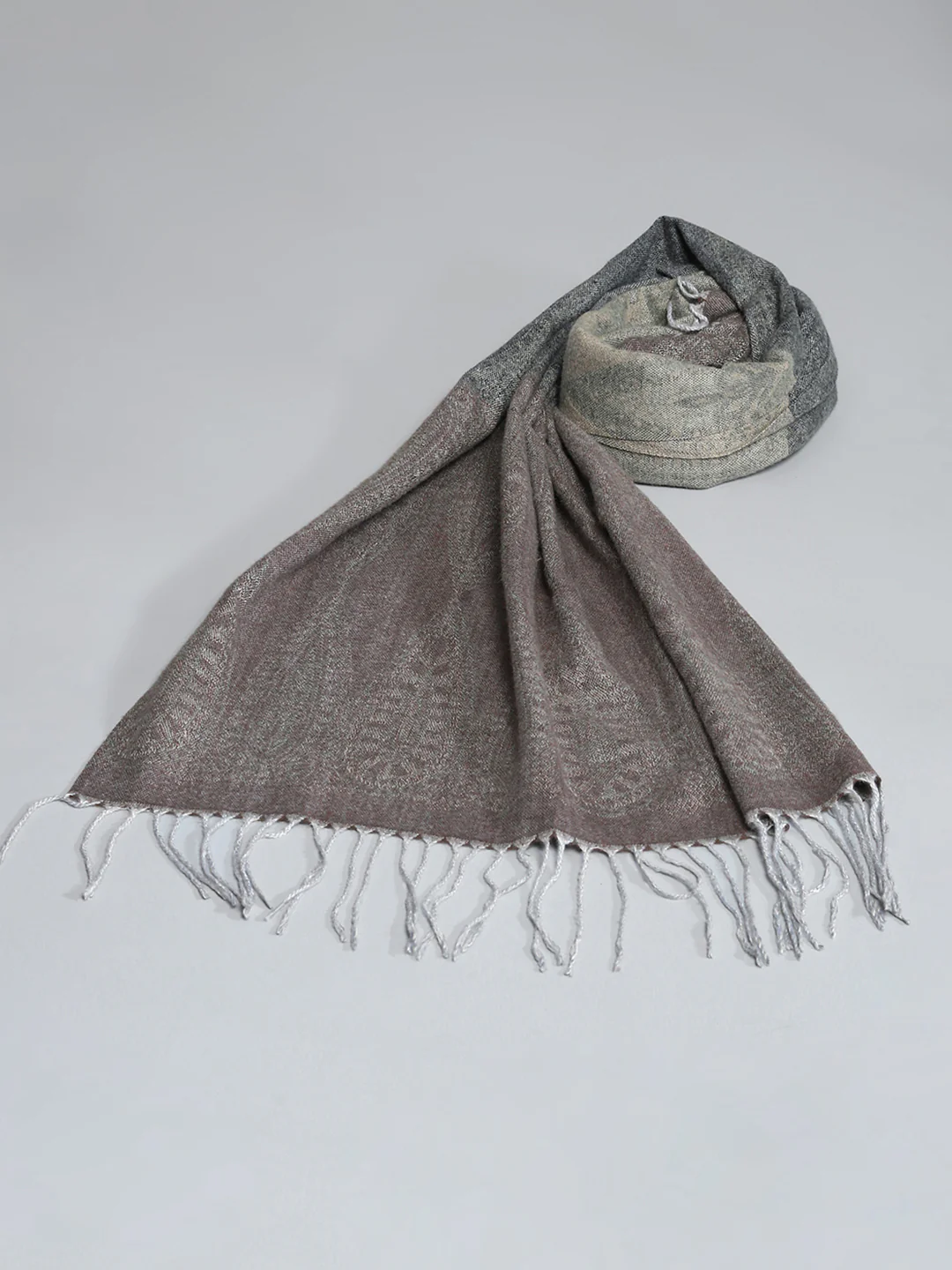 Women Grey Self Design Stole - Image 6