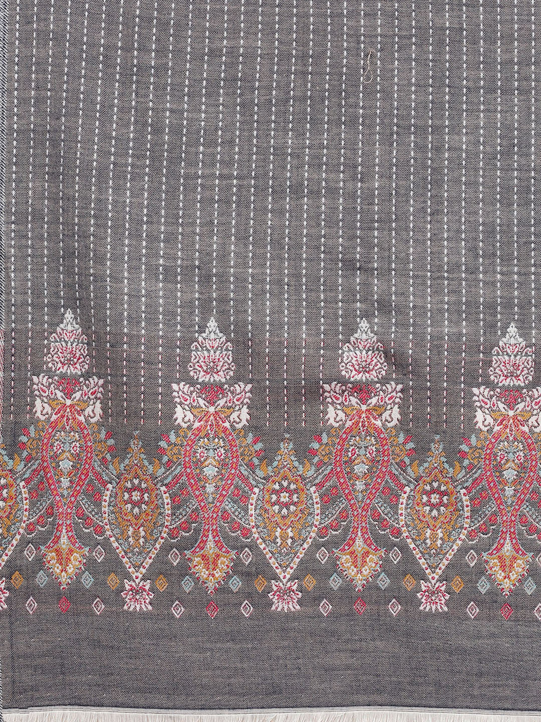 Women Grey Self Design Stole - Image 7