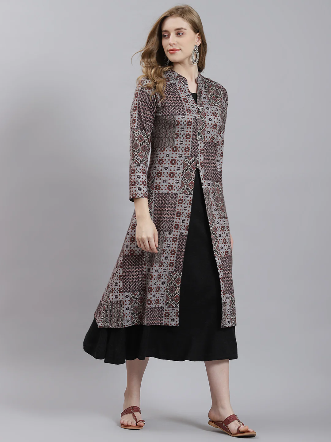 Women Grey Self Inner+Kurti - Image 2
