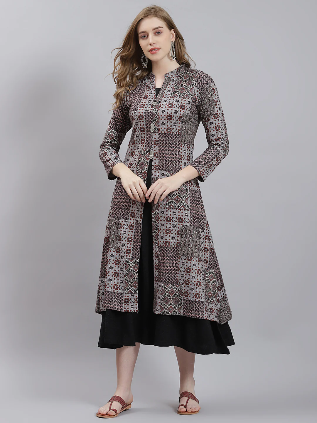 Women Grey Self Inner+Kurti - Image 3