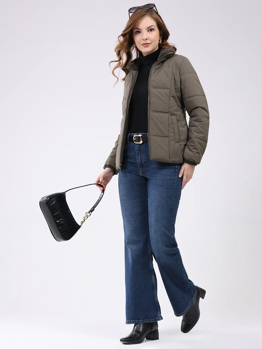 Women Grey Solid Collar Full Sleeve Jacket - Image 2