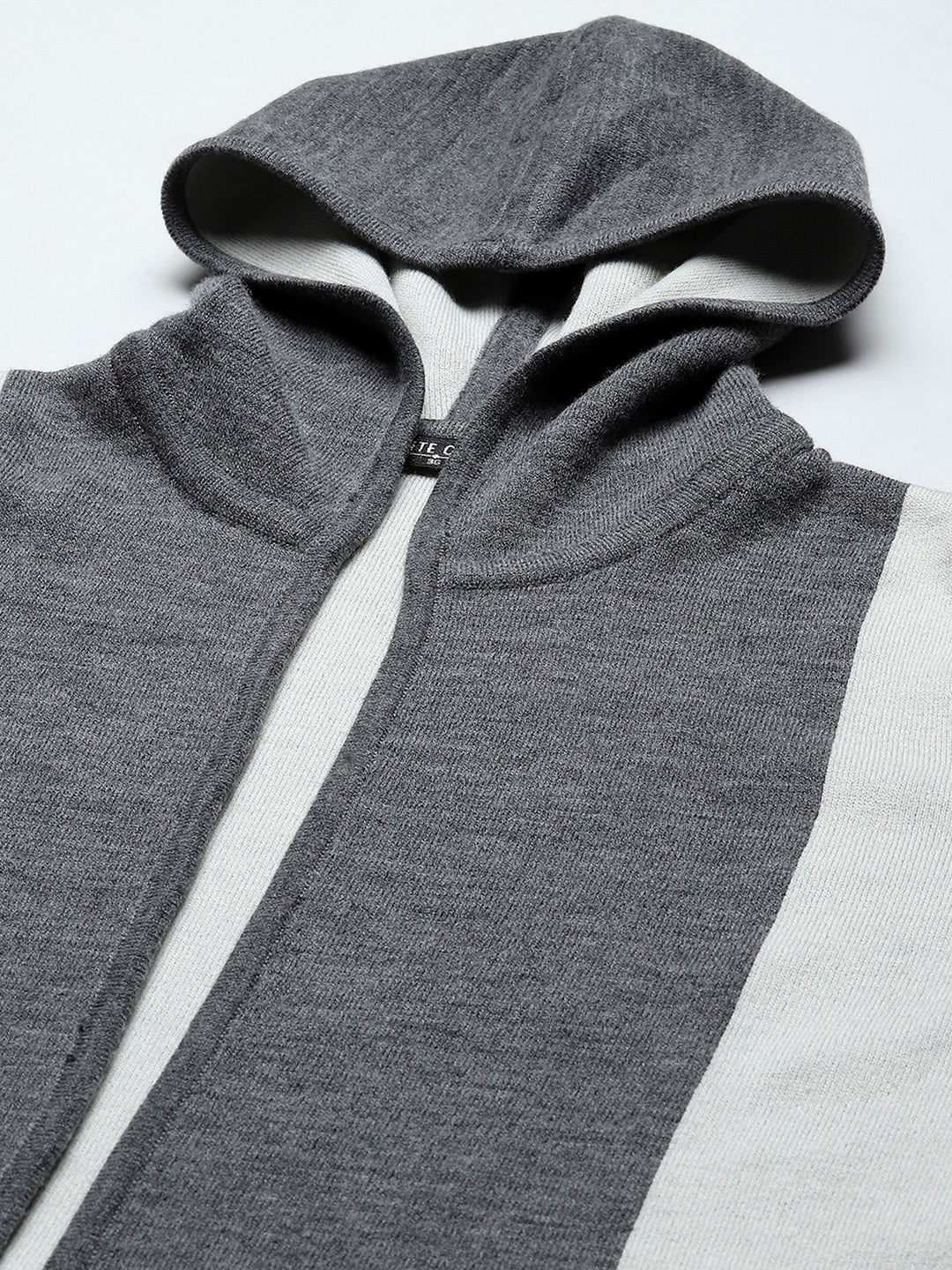 Women Grey Solid Hooded Full Sleeve Cardigan - Image 8