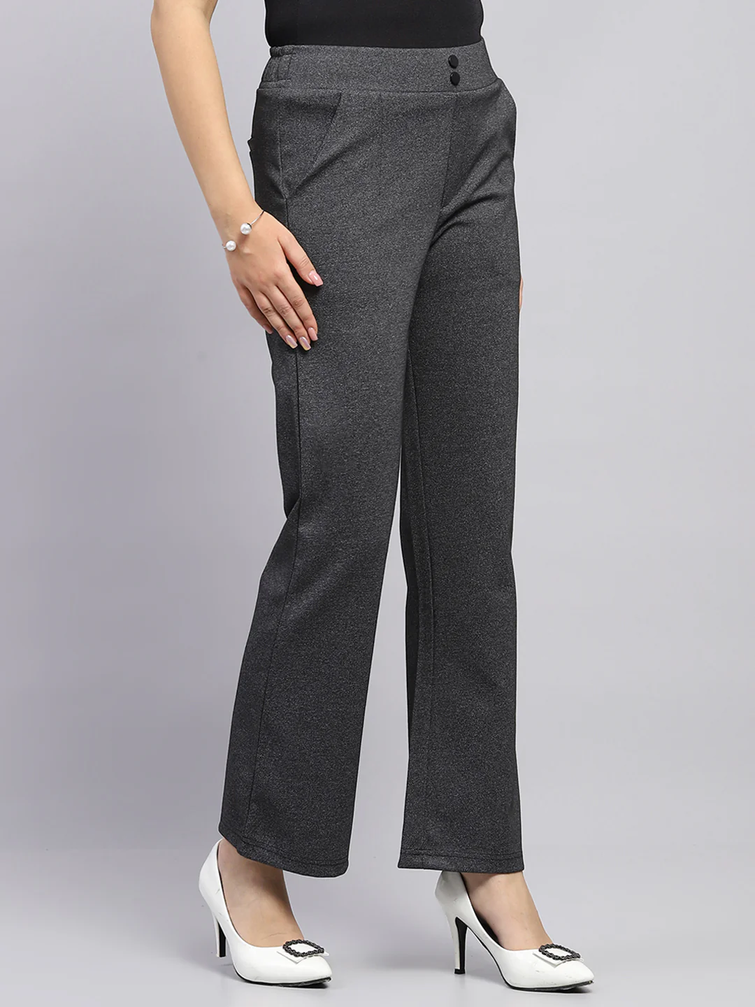 Women Grey Solid   Jegging - Image 4