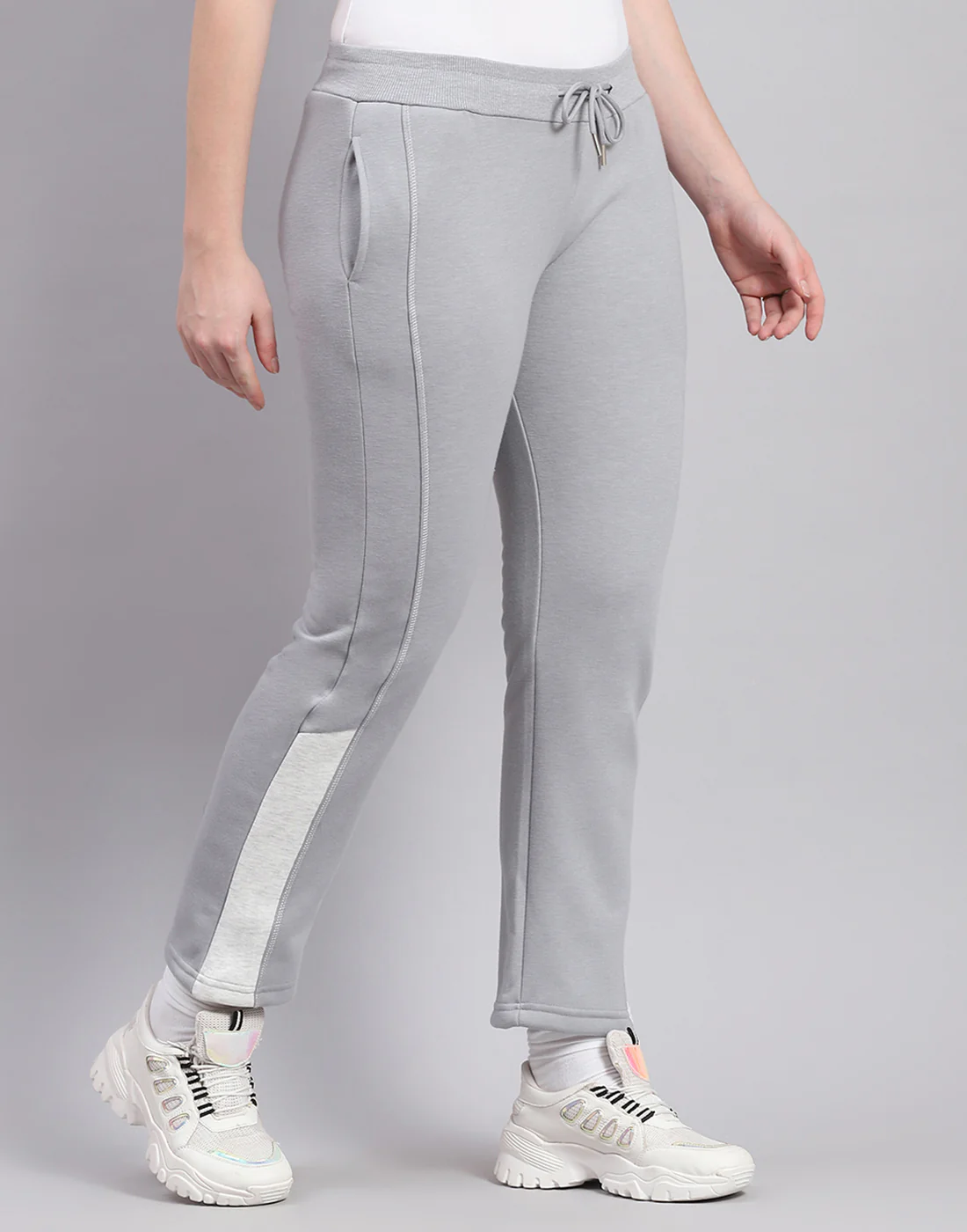 Women Grey Solid Regular Fit Winter Lower - Image 4