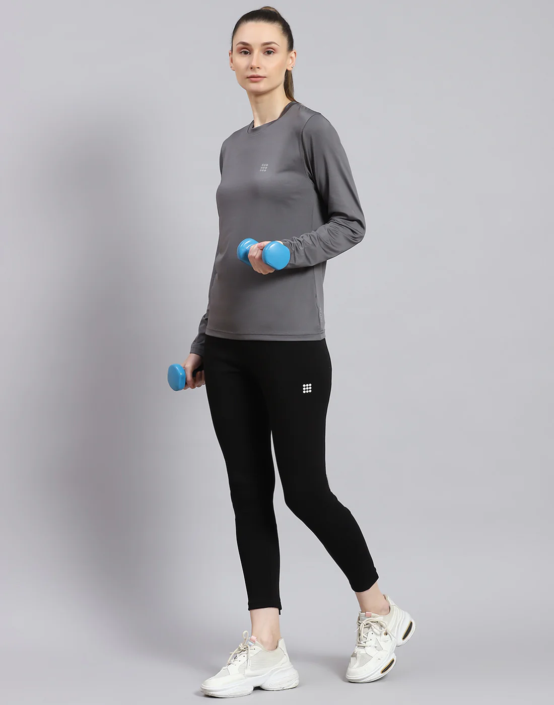 Rock.it Women Grey Solid Round Neck Full Sleeve Top - Image 3