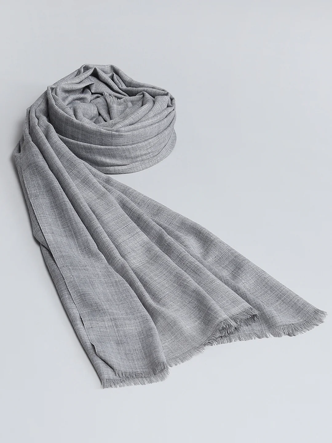 Women Grey Solid Shawl - Image 5