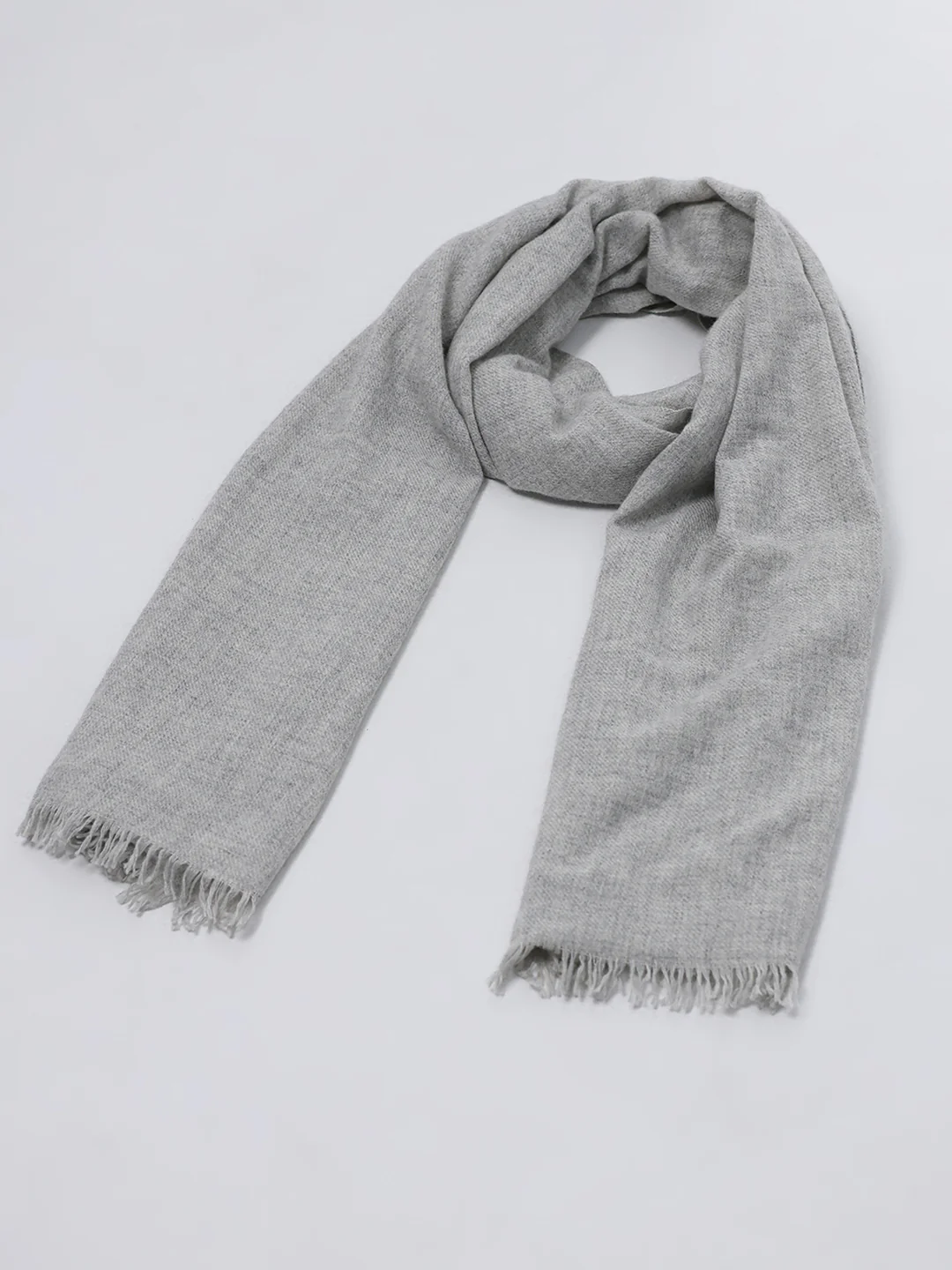 Women Grey Solid Wool Blend Stole - Image 2