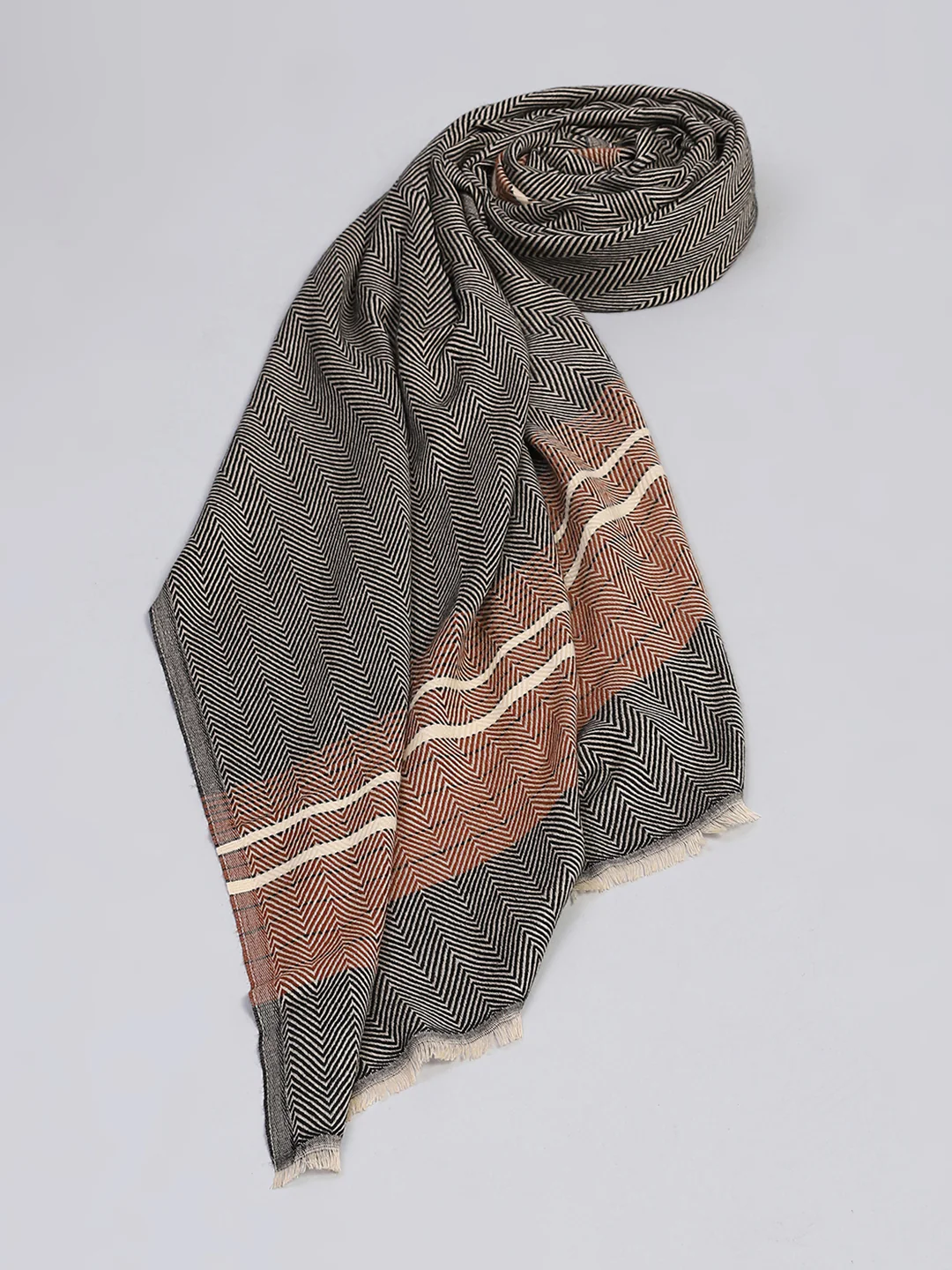 Women Grey Zig-Zag Stole - Image 6